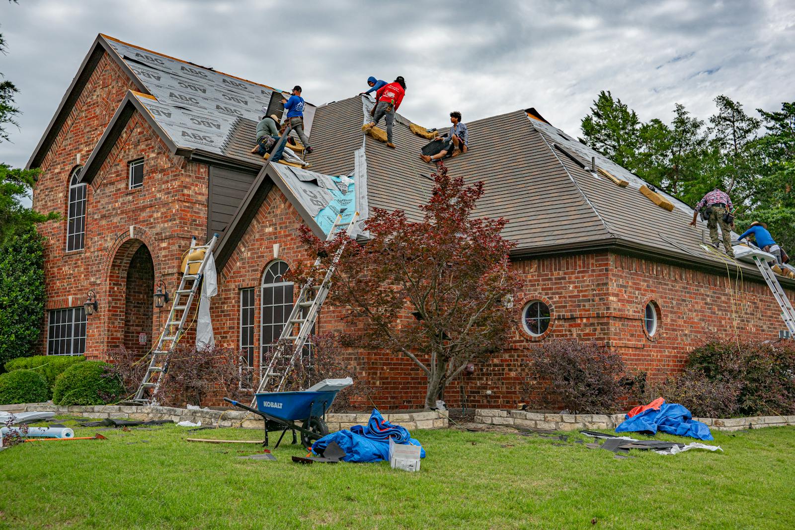 Liam's crew re-roofing a house in Leeds